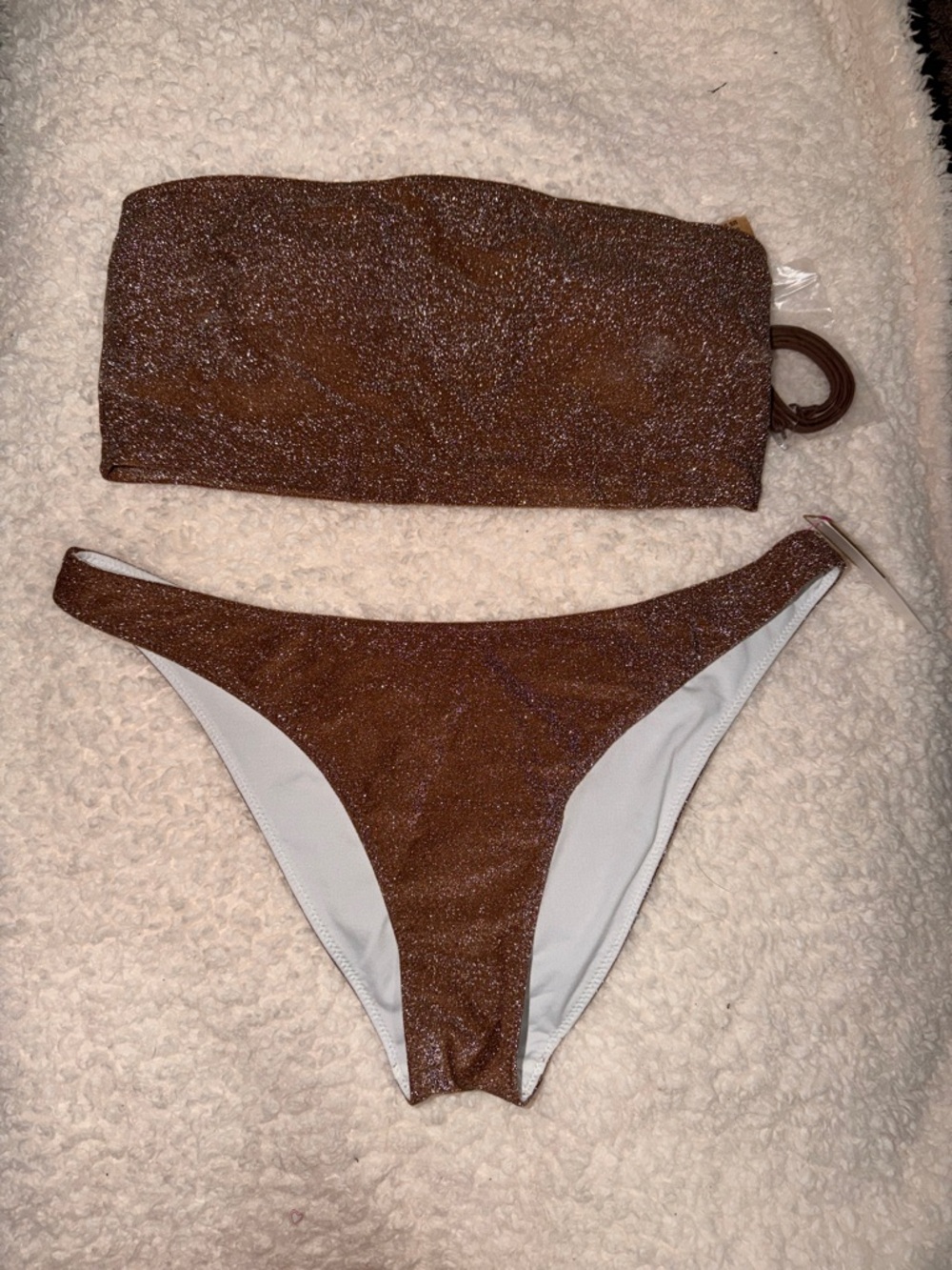 PINK Victoria's Secret Shimmery Brown Bandeau Bikini
